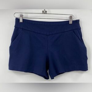 Lilly Pulitzer Shorts Womens Sz 4 Navy Blue Side Zip Stretch Shortie Mini